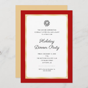 Convites Festa de Natal Corporativa   Vermelho e Dourado