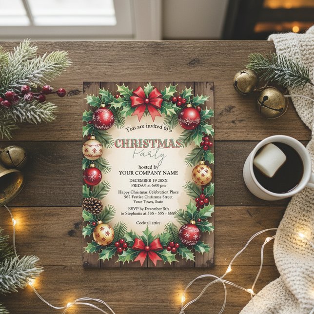 Convites Festa de Natal Corporativo do Arco Vermelho de Woo (Criador carregado)