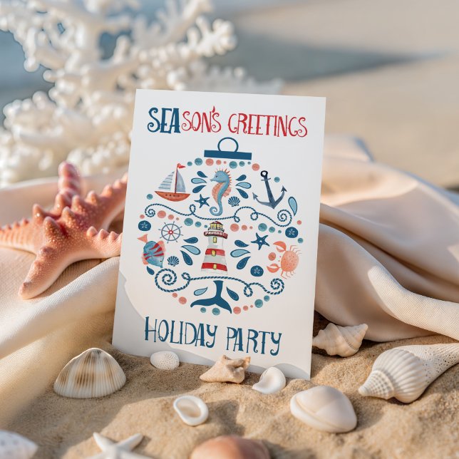 Convites Festa de Natal Costeira do Ornamento do Mar Náutic (Criador carregado)