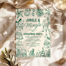 Festa de Natal Cozy Green Doodle