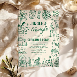 Convites Festa de Natal Cozy Green Doodle
