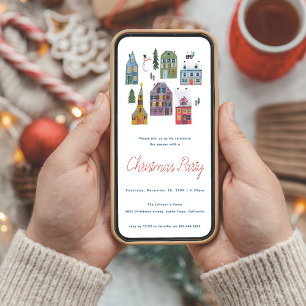 Convites Festa de Natal da aldeia nórdica de inverno minima