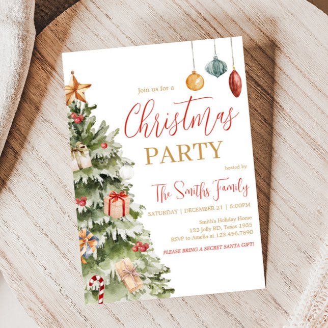 Convites Festa de Natal da Árvore de inverno (Christmas Tree Winter Holiday Christmas Party Invitation)