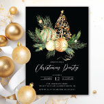 Convites Festa de Natal da Árvore ouro<br><div class="desc">Este elegante convite para festas de Natal apresenta um belo galho de pinheiros, ornamentos de bola de Natal verdes e dourados e uma árvore de ouro sobre fundo preto. O convite é perfeito para convidar seus amigos e família para um encontro festivo. O design geral é festivo e sofisticado, e...</div>