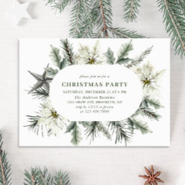 Convites Festa de Natal da Boêmia da Poinsettia Branca Eleg