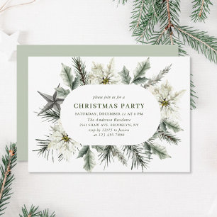 Convites Festa de Natal da Boêmia da Poinsettia Branca Eleg