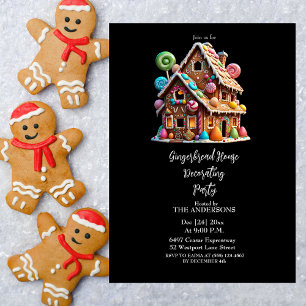 Convites Festa de Natal da Casa de Pão de Gengibre Festivo