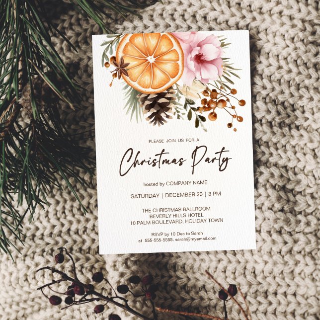 Convites Festa de Natal da Companhia botânica russa (Company Christmas Party  Invitation template rustic botanical winter watercolor office corporate )