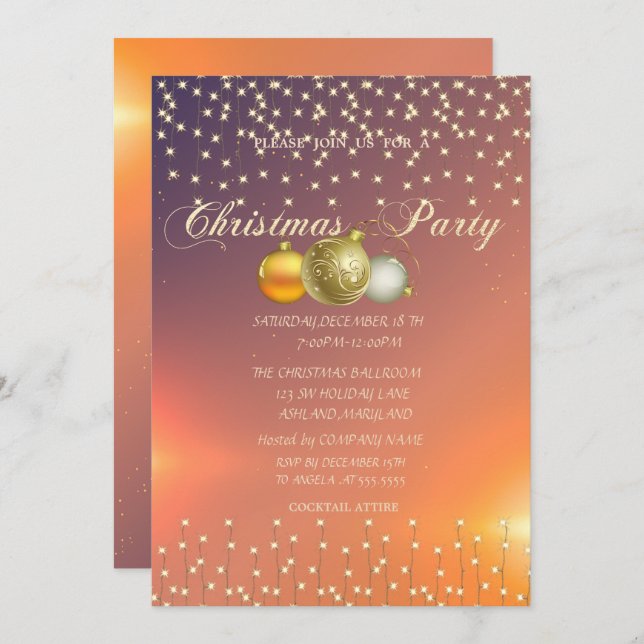 Convites Festa de Natal da Companhia das Luzes (Frente/Verso)