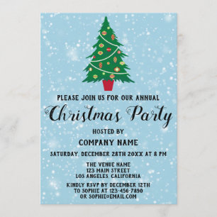 Convites Festa de Natal da Empresa Árvore de Natal Azul Nev