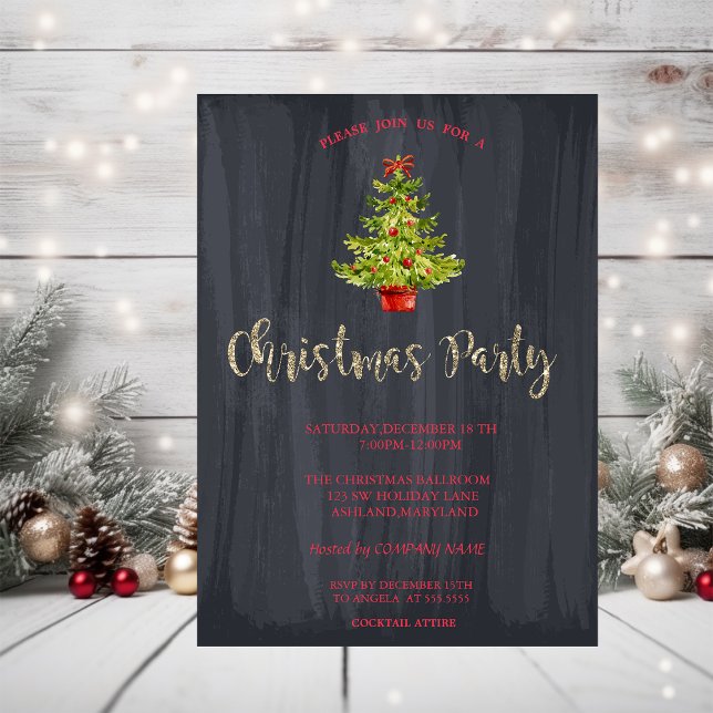 Convites Festa de Natal da Empresa Árvore de Natal em Aquar (Criador carregado)