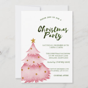 Convites Festa de Natal da Empresa Christmas Pink Pine Tree
