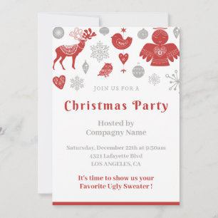 Convites Festa de Natal da Empresa Cinza Nórdico Clássico