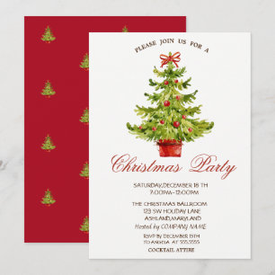 Convites Festa de Natal da Empresa de Árvores de Natal Verm