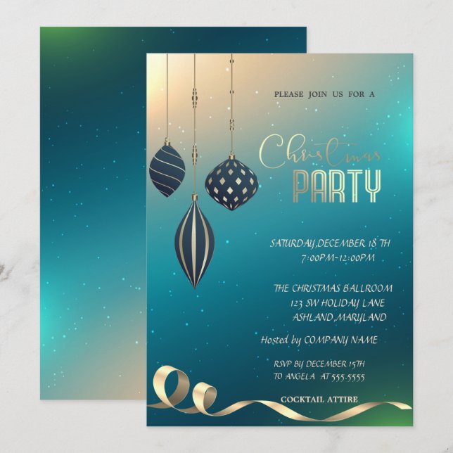 Convites Festa de Natal da Empresa de Enfeites de Natal (Frente/Verso)