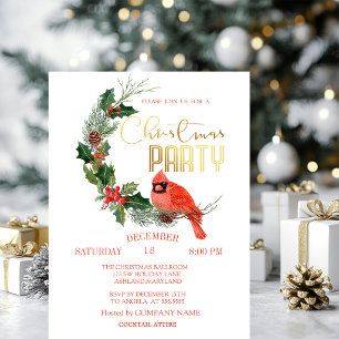 Convites Festa de Natal da Empresa do Pássaro Cardinal Verm