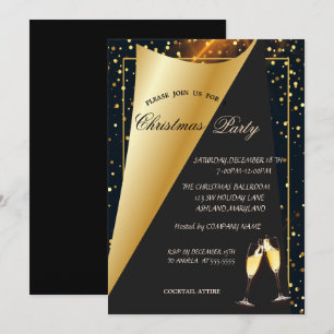 Convites Festa de Natal da Empresa Elegant Gold Dots