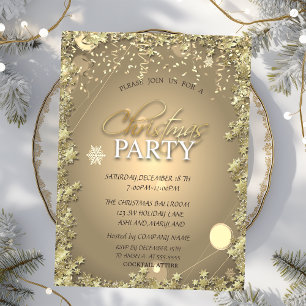 Convites Festa de Natal da Empresa Festive Gold Stars