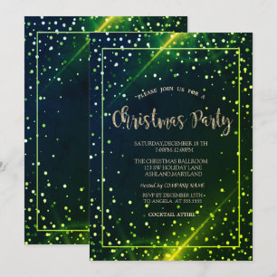 Convites Festa de Natal da Empresa Verde com Pontos Dourado