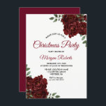 Convites Festa de Natal da Família de Escritórios de Rosas<br><div class="desc">Festa de Natal da Rosa vermelha Burgundy Festa de Natal Convidar Personalizar para mudar para a Festa de Natal do Office etc ou para o almoço de Natal Ver coleção de correspondência na loja</div>