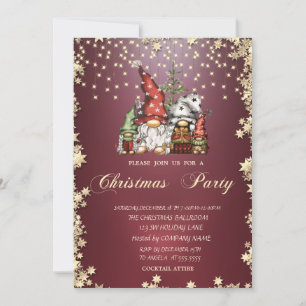 Convites Festa de Natal da Família de Gnomos com Estrelas D