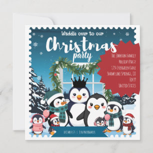 Convites Festa de Natal da Família de Pinguins – Diversão n