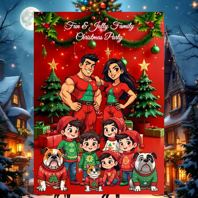 Convites Festa de Natal da Família Divertida Suportes Feios (Criador carregado)