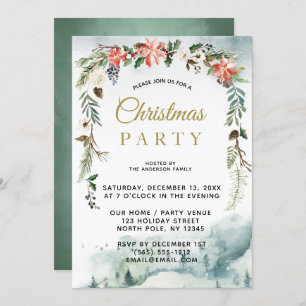 Convites Festa de Natal da Floresta Floral de inverno Russa