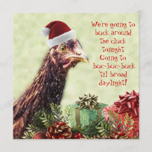 Convites Festa de Natal da galinha do papai noel da