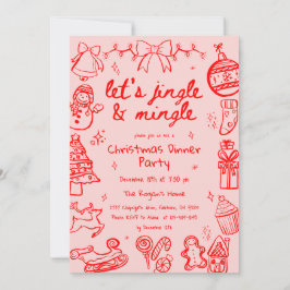 Convites Festa de Natal da Ilustração de Dodle Desenhada à