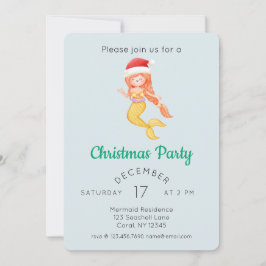 Convites Festa de Natal da Mermaid Watercolor