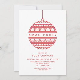 Convites Festa de Natal da Moda em vermelho com Bola de Nat