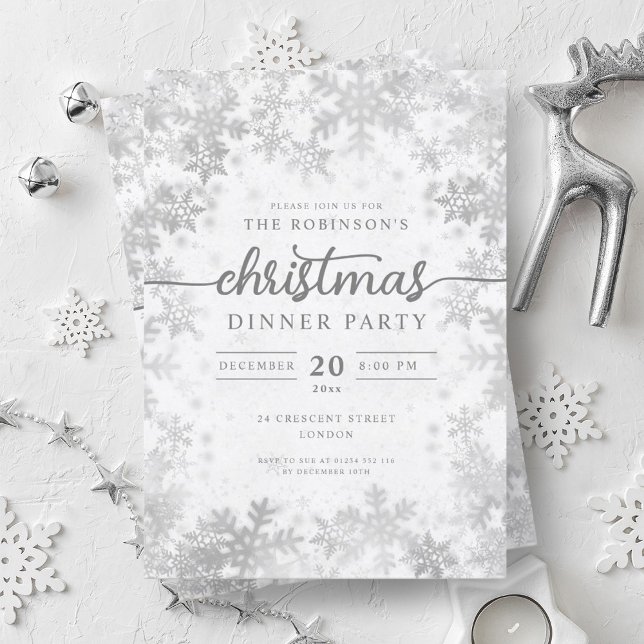 Convites Festa de Natal da Moderna Silver Winter Wonderland (Modern Silver Winter Wonderland Christmas Party Invitation)