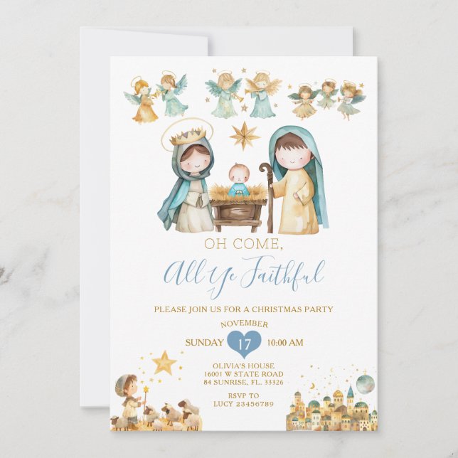 Convites Festa de Natal da Natividade Cristã Religiosa (Frente)