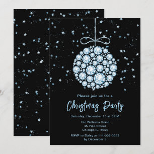 Convites Festa de Natal da Ornament Glam Blue