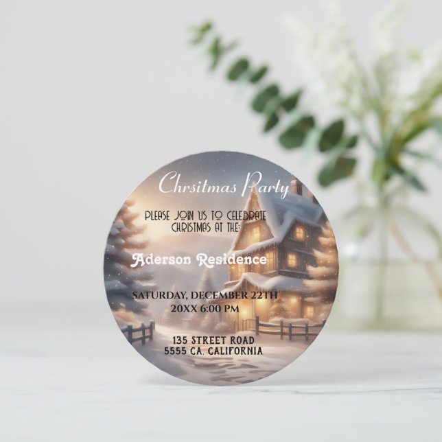 Convites Festa de Natal da Paisagem de inverno (Em pé/Frente)