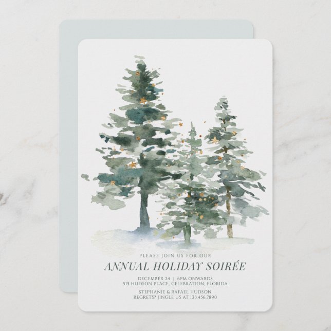 Convites Festa de Natal da Pine Forest (Frente/Verso)