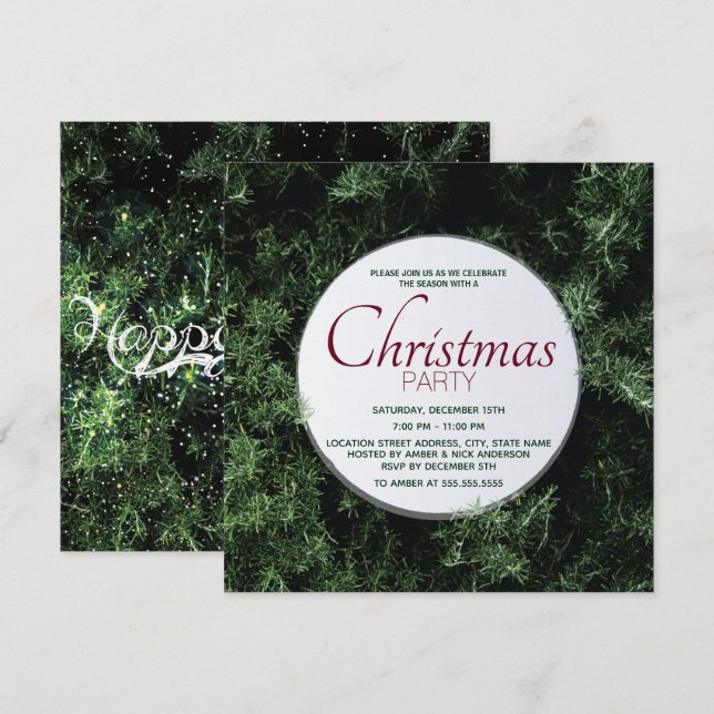 Convites Festa de Natal da Pine Tree (Frente/Verso)