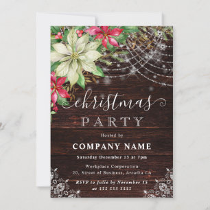 Convites Festa de Natal da Rustic Wood & Poinsettia Company
