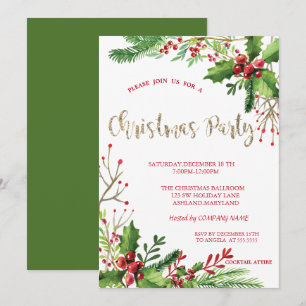 Convites Festa de Natal da Stylish Holly Berries Company