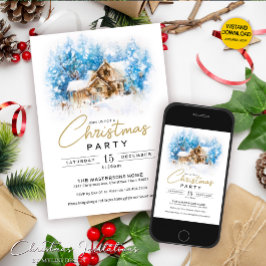 Convites Festa de Natal da Terra Maravilha Branca de invern