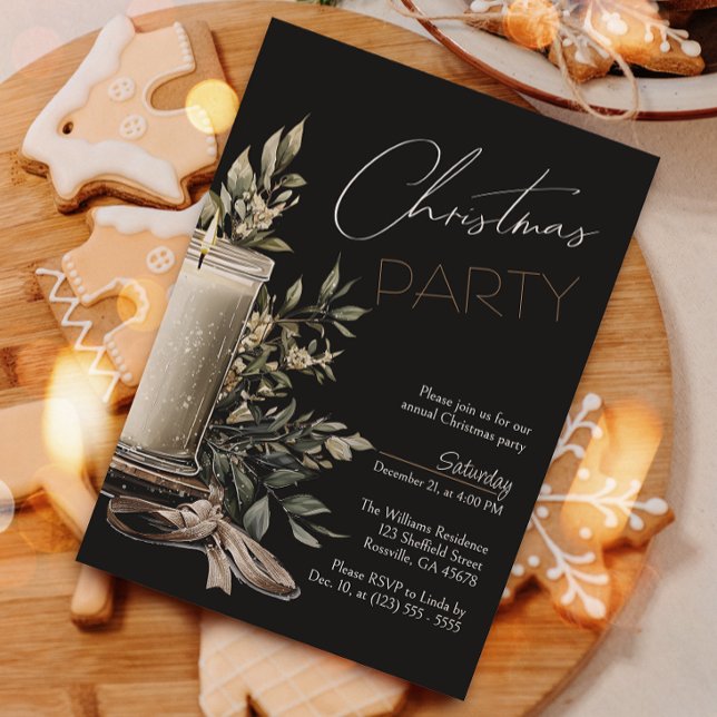 Convites Festa de Natal da Vela Negra Elegante (Invite your guests to your Christmas celebration with this heartwarming holiday invitation.)
