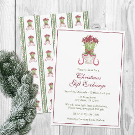 Convites Festa de Natal da Watercolor Burgundy Amaryllis