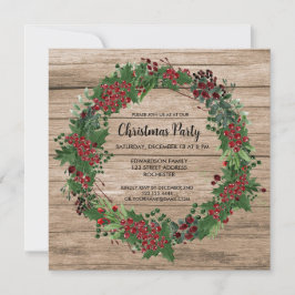Convites Festa de Natal da Watercolor Holly Wreath