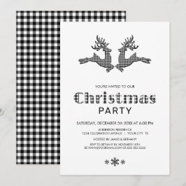 Convites Festa de Natal da Xadrez de Buffalo Branco Negro
