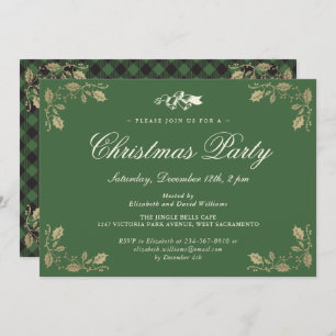 Convites Festa de Natal da Xadrez Dourada Verde