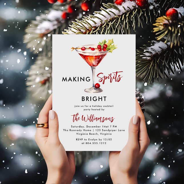 Convites Festa de Natal das Bebidas Festivas (Making Spirits Bright - Holiday Party Invitation)