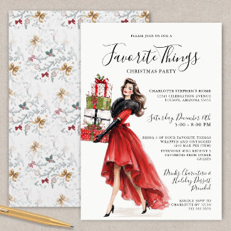 Convites Festa de Natal das Coisas Favoritas Retro Elegante