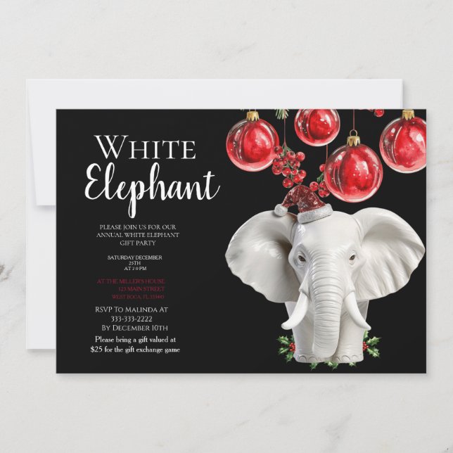 Convites Festa de Natal das Crianças Elefante Branco (Frente)