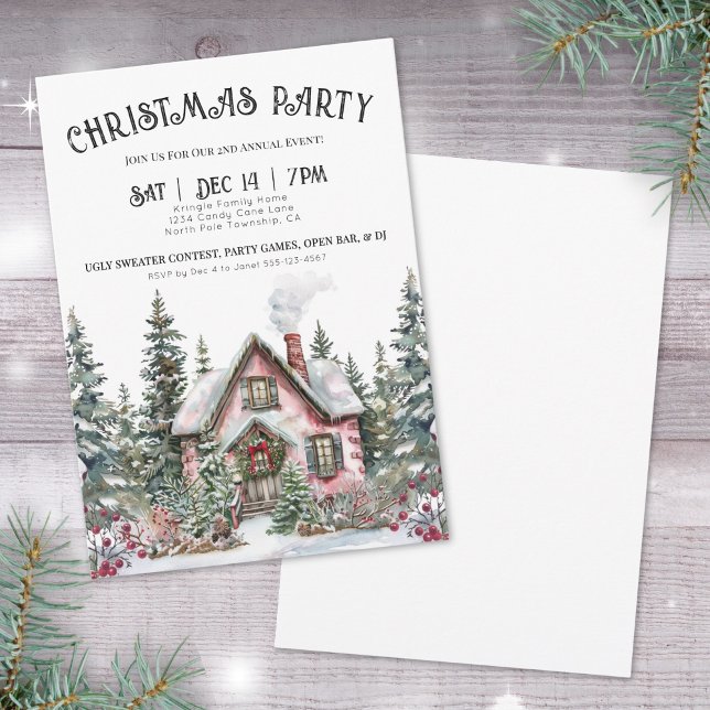 Convites Festa de Natal das Festas de Inverno (Festive Winter Christmas Party Invitation)